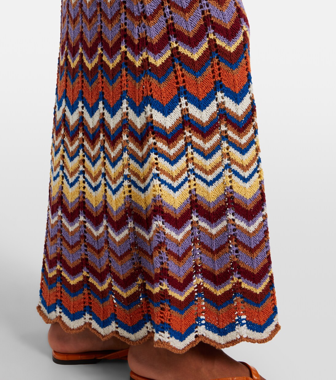 Elisa chevron crochet cotton-blend maxi dress | Faithfull