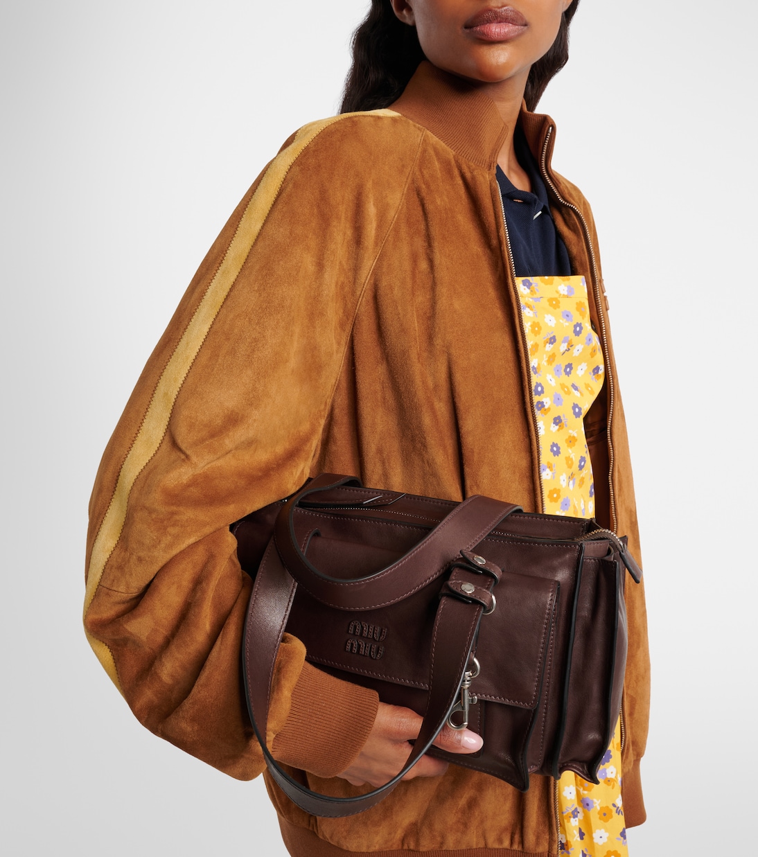 Utilitaire leather shoulder bag | Miu Miu