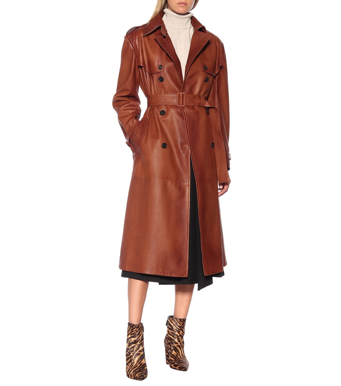 Leopard-print calf hair ankle boots | Prada