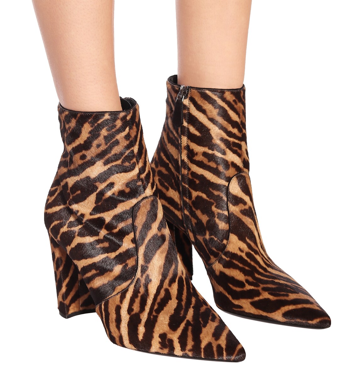 Leopard-print calf hair ankle boots | Prada