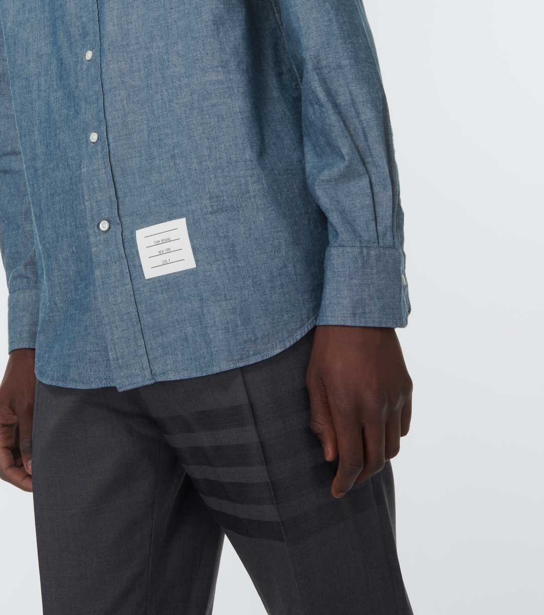 4-Bar钱布雷布直长袖衬衫 | Thom Browne