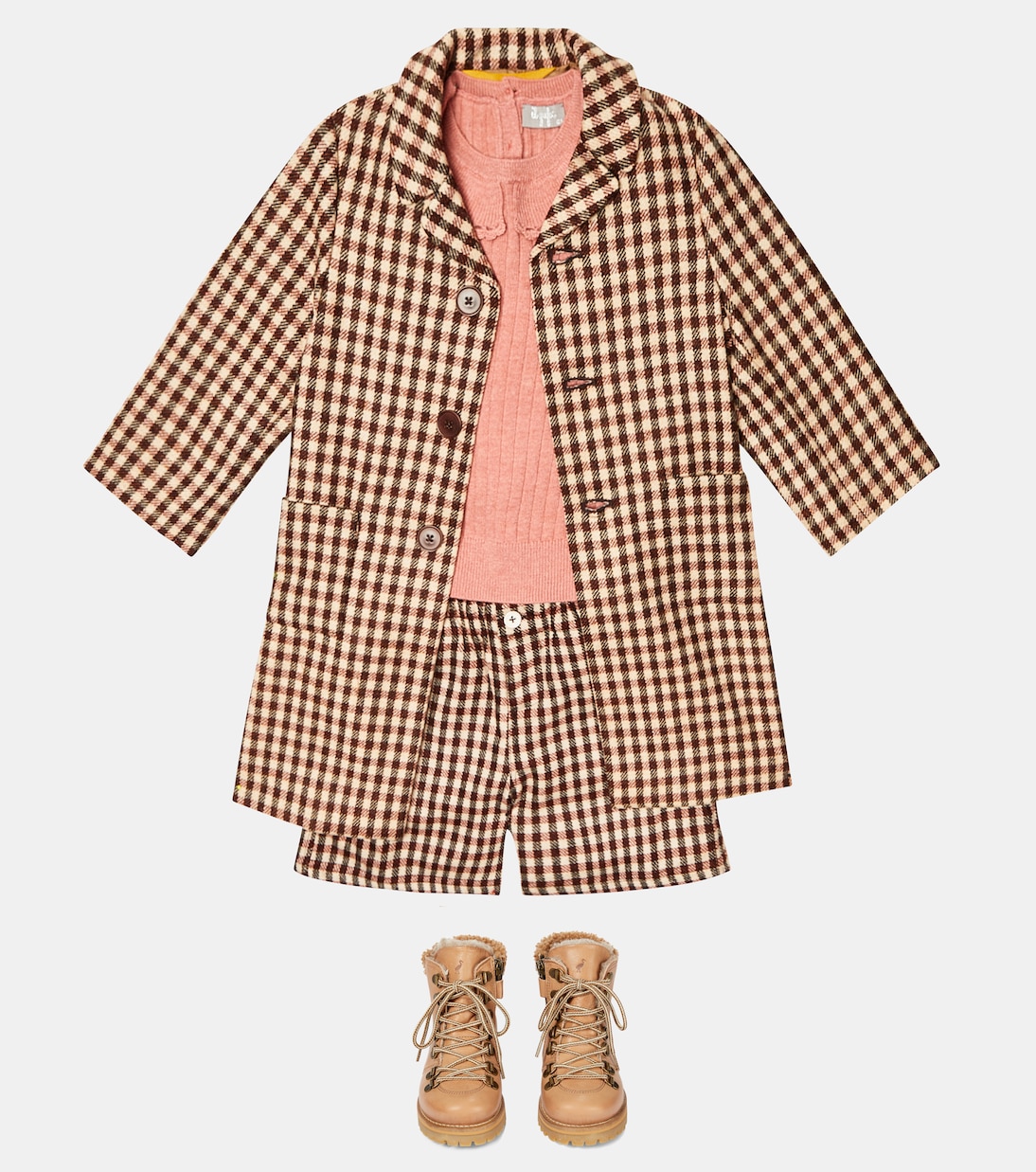 Alastar checked wool shorts | Caramel