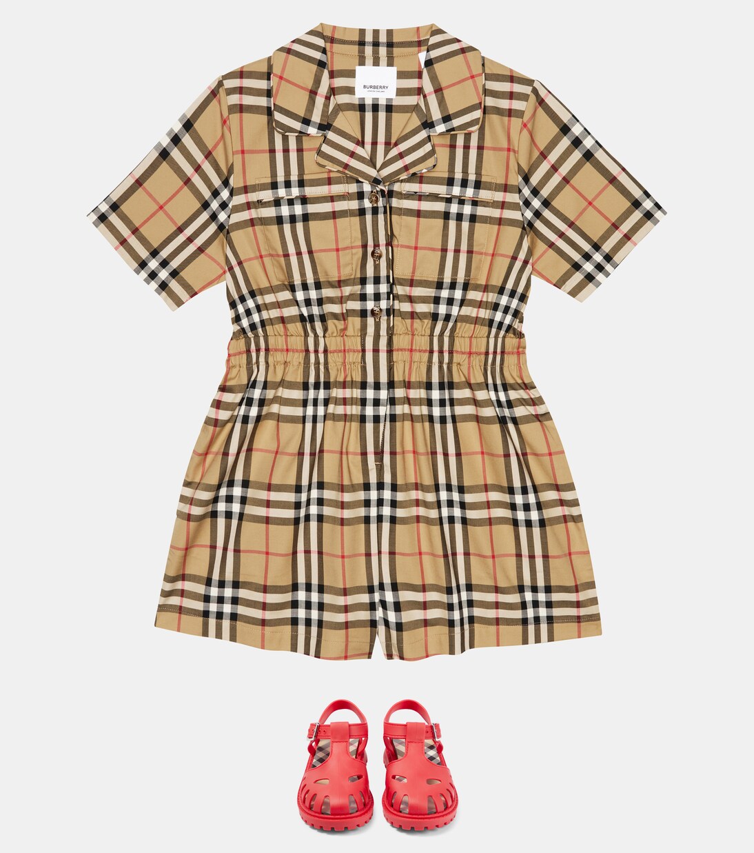 Vintage Check cotton-blend playsuit | Burberry Kids