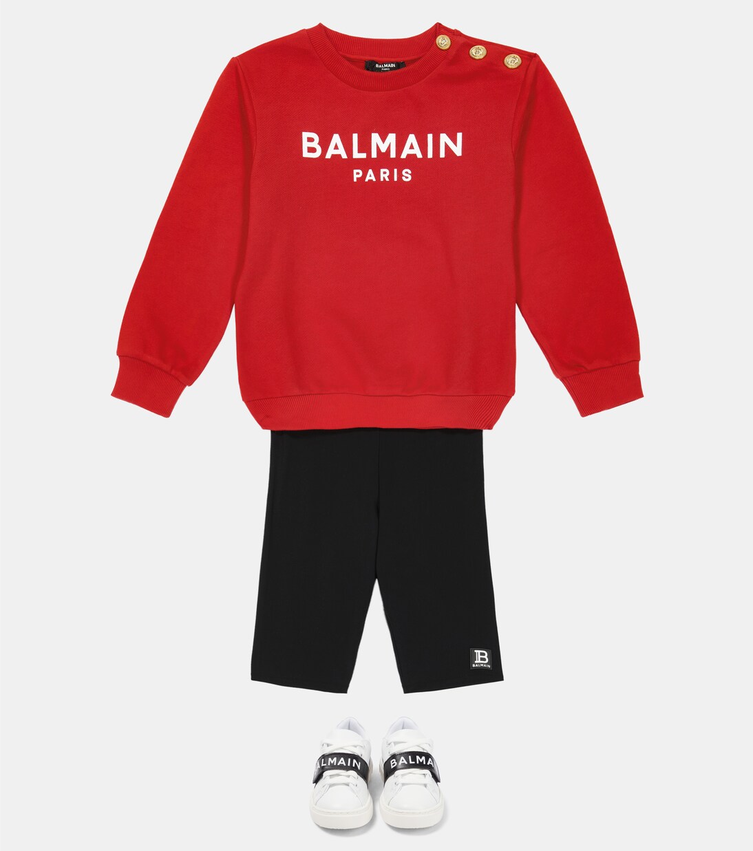 Sweat-shirt en coton à logo et ornements | Balmain Kids