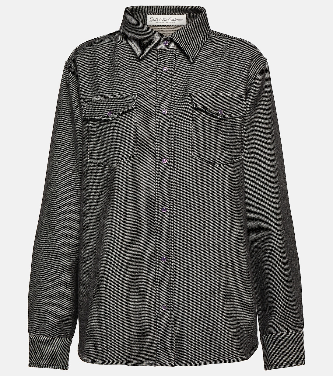 Jeanshemd aus Baumwolle und Kaschmir mit Amethyst | God's True Cashmere