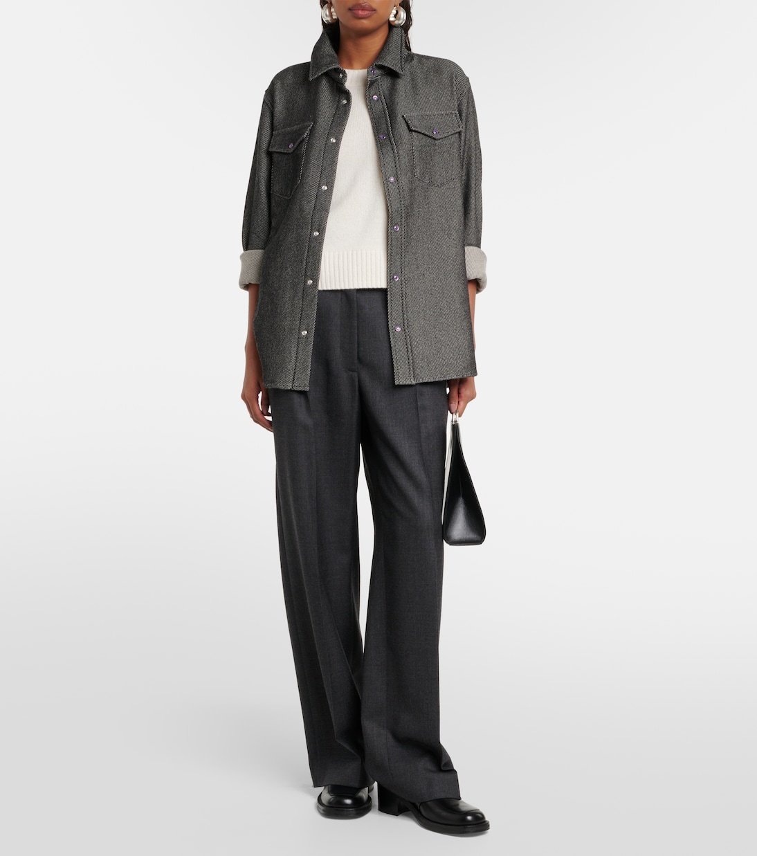 Jeanshemd aus Baumwolle und Kaschmir mit Amethyst | God's True Cashmere