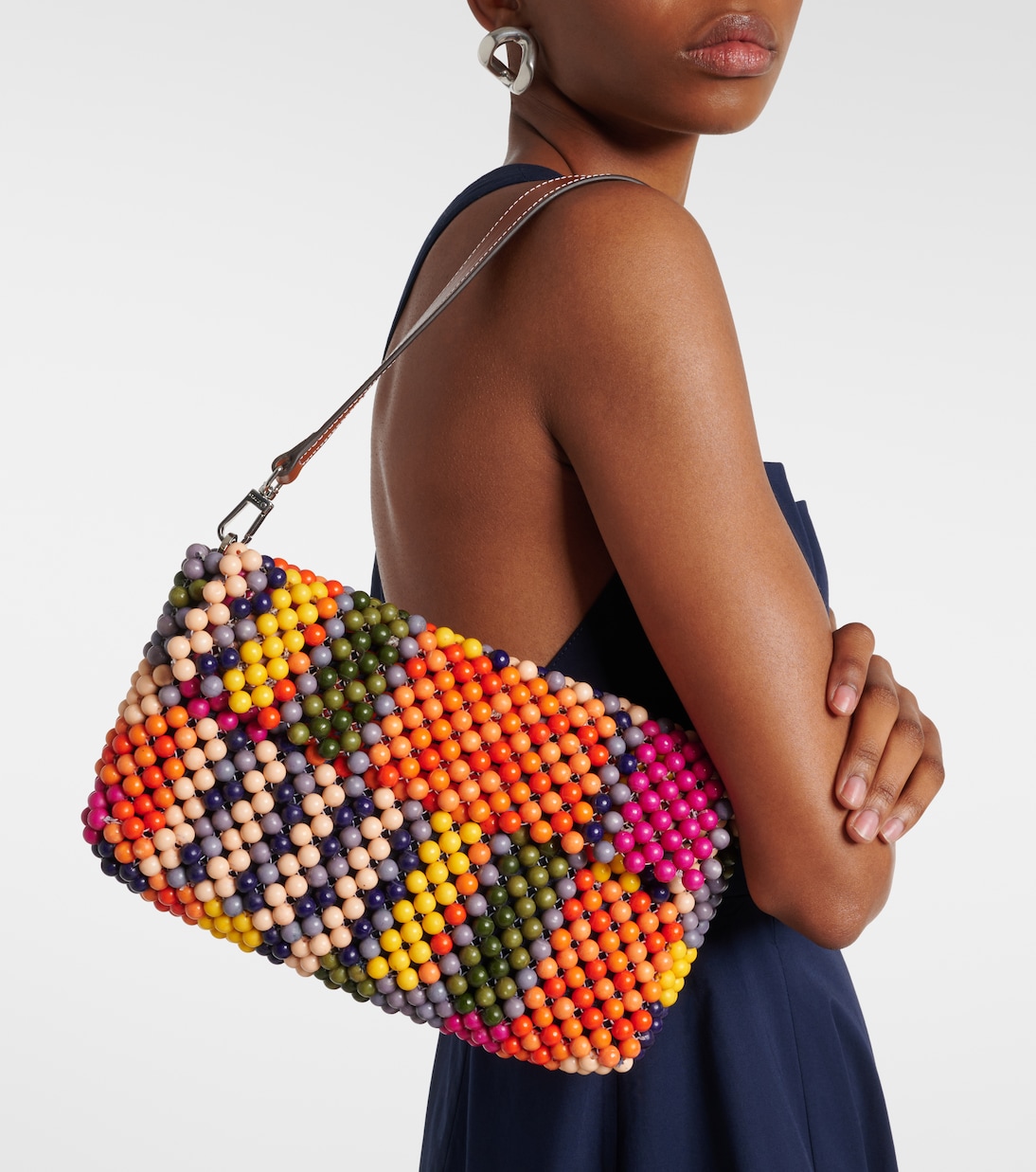 حقيبة كتف مزينة بالخرز Timmy Small | Staud