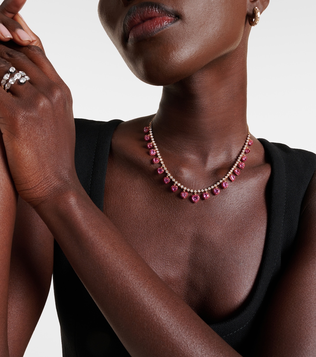 Choker en or rose 18 ct, rubis et diamants | Kamyen