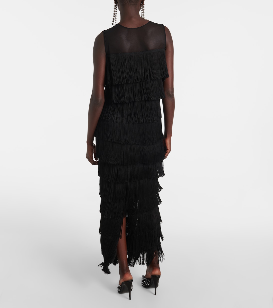 Fringed tiered maxi dress | Norma Kamali