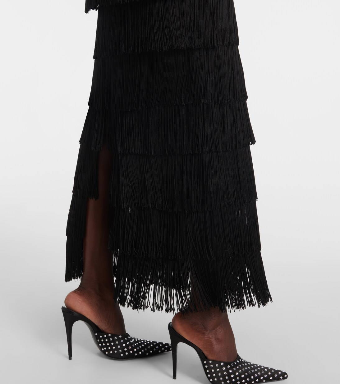 Fringed tiered maxi dress | Norma Kamali