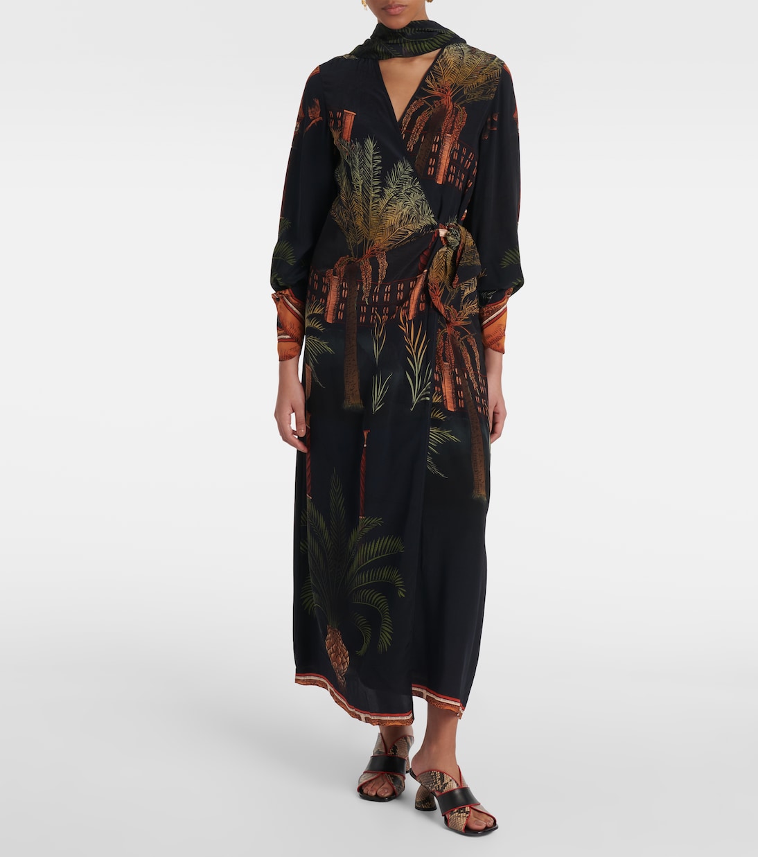 Robe portefeuille imprimée en soie | Johanna Ortiz