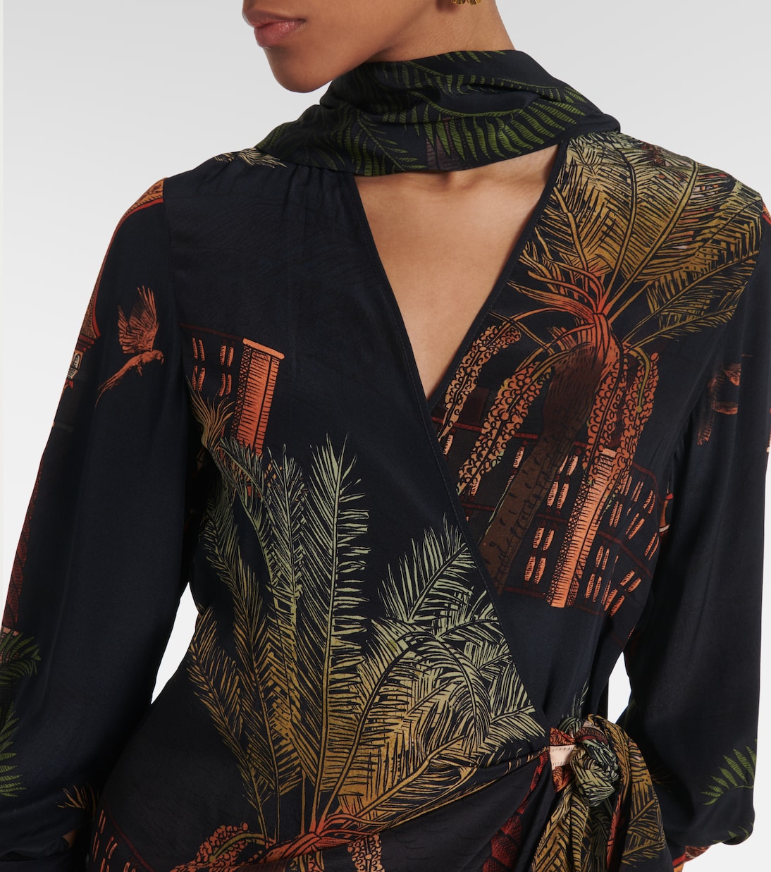 Robe portefeuille imprimée en soie | Johanna Ortiz