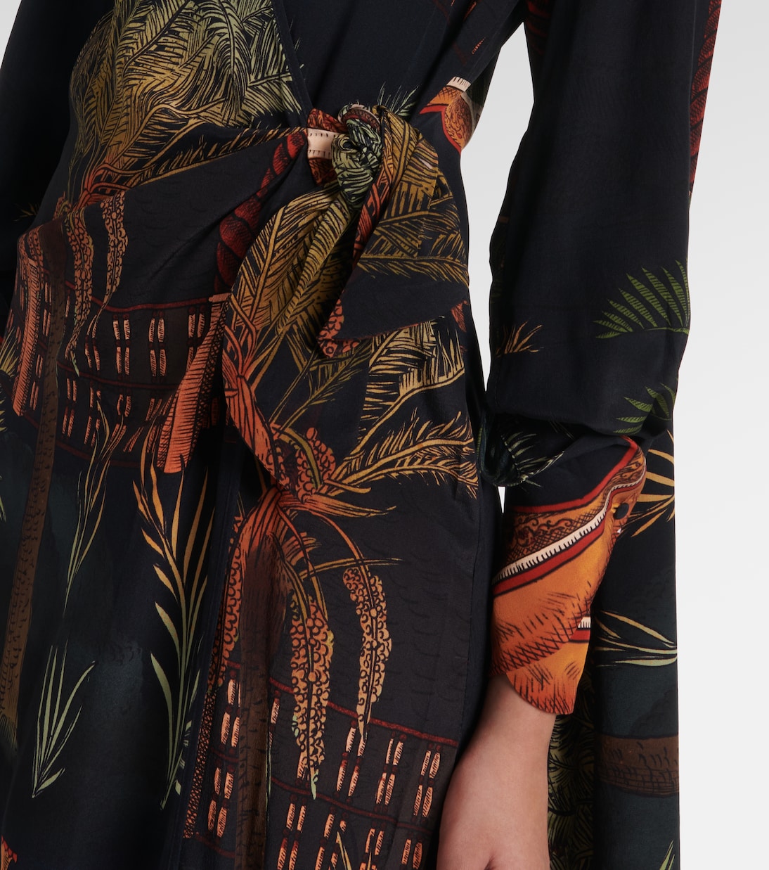 Robe portefeuille imprimée en soie | Johanna Ortiz