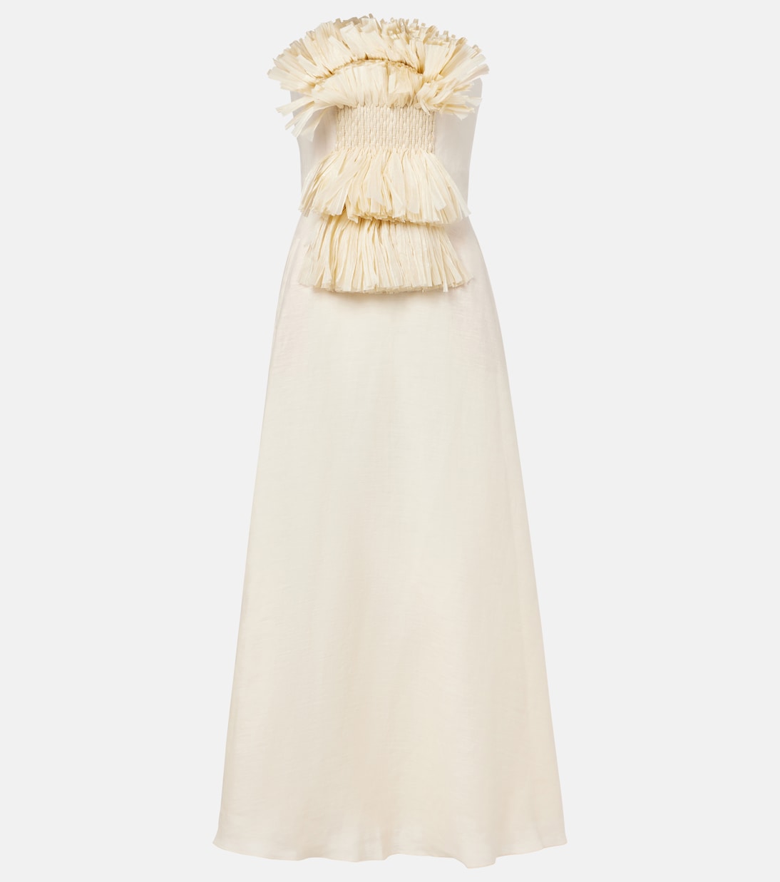 Abito lungo in lino con decorazioni  | Johanna Ortiz