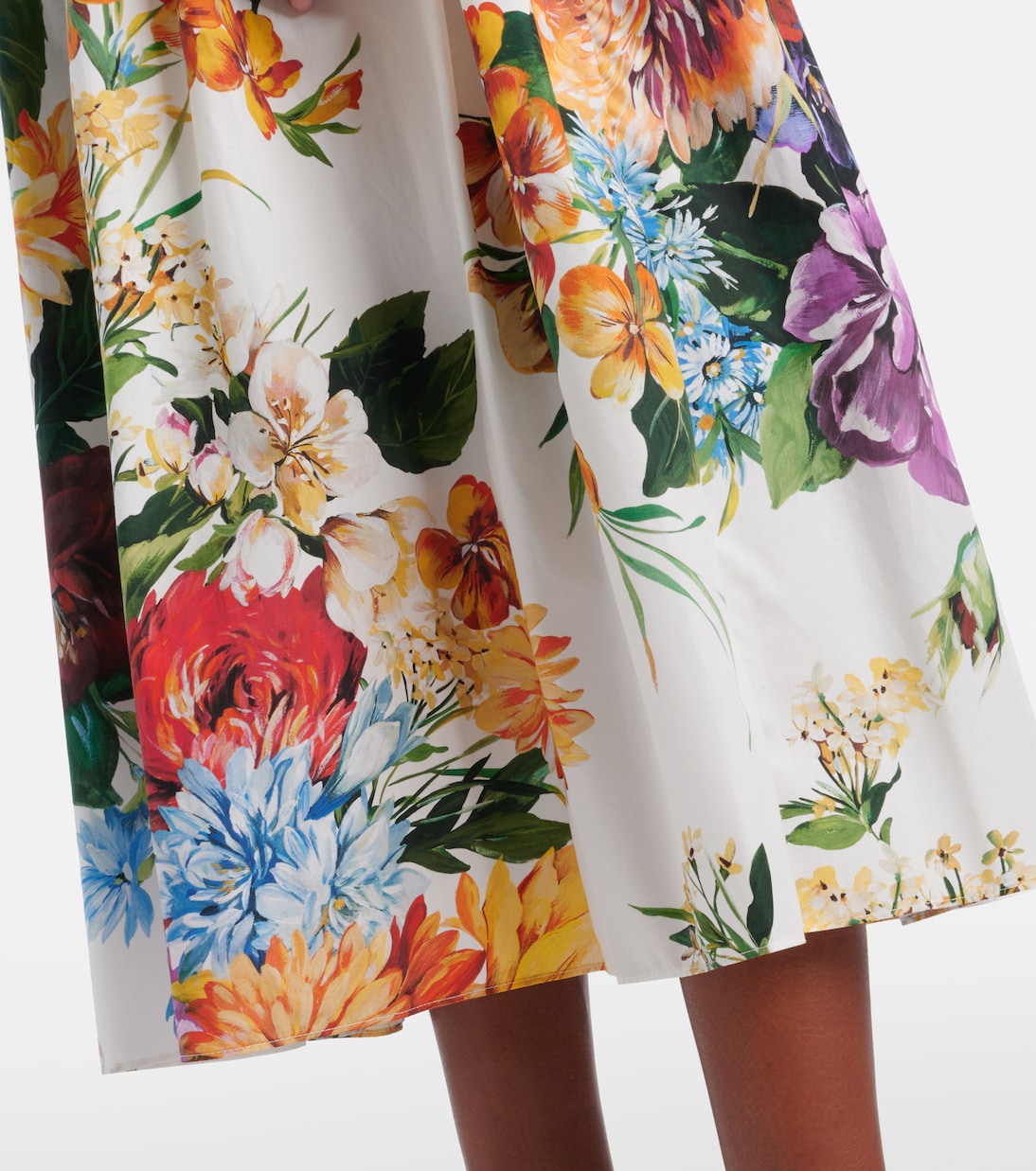 Floral gathered cotton midi skirt | Dolce&Gabbana