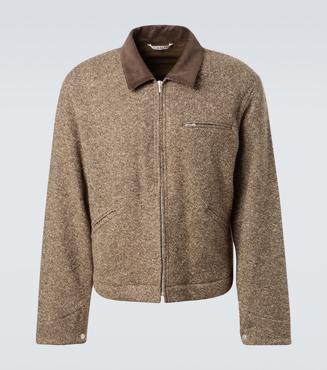 Corduroy-trimmed wool tweed blouson jacket | Auralee