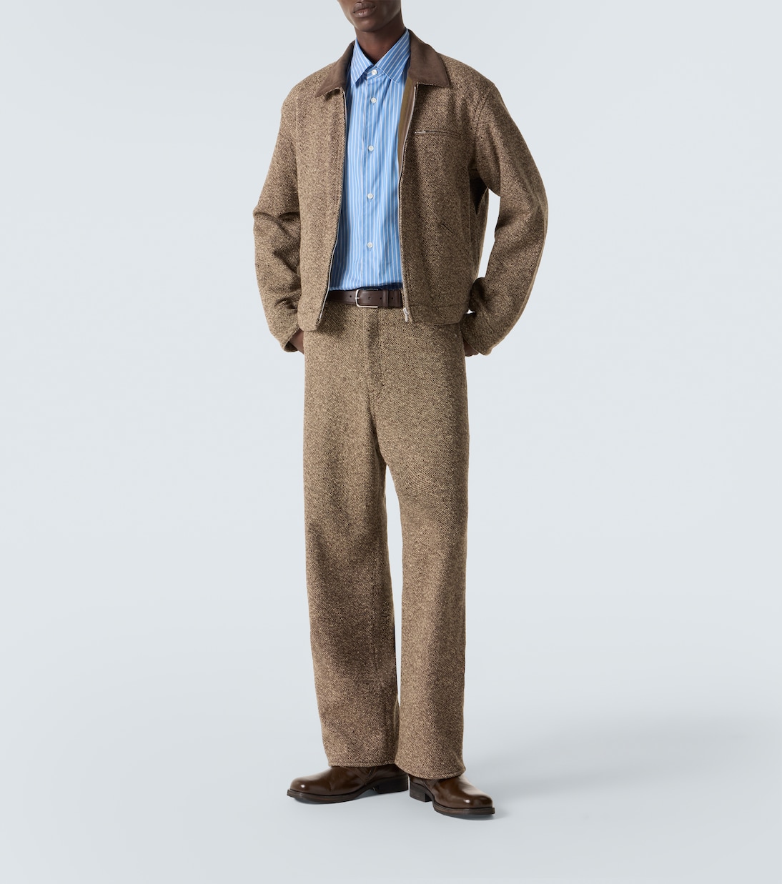Corduroy-trimmed wool tweed blouson jacket | Auralee