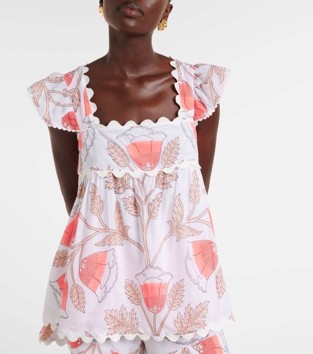 Printed scalloped cotton top | Juliet Dunn