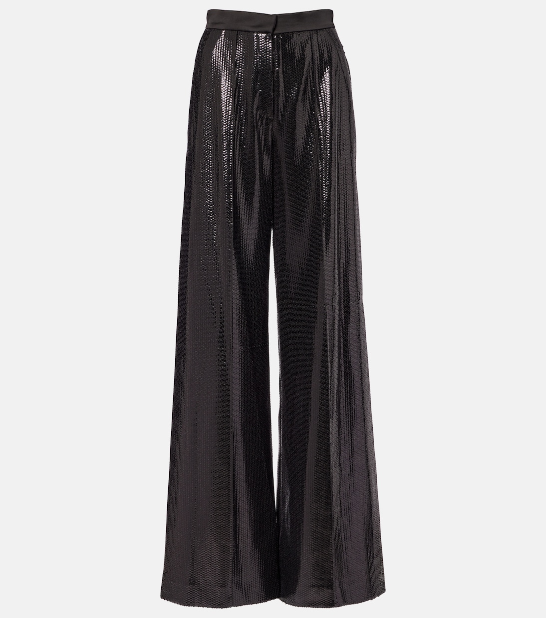Sequined satin wide-leg pants | Elie Saab