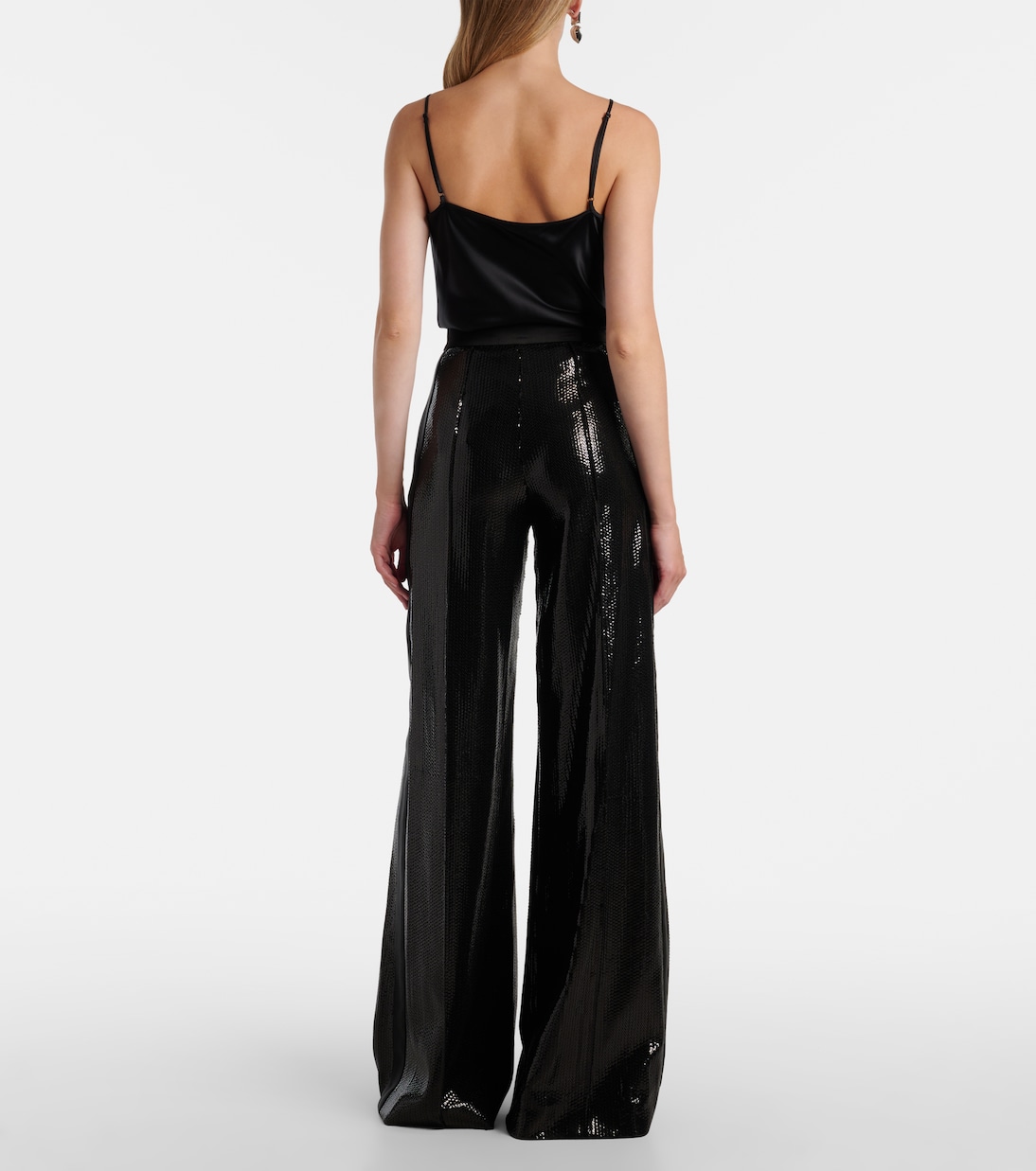 Sequined satin wide-leg pants | Elie Saab