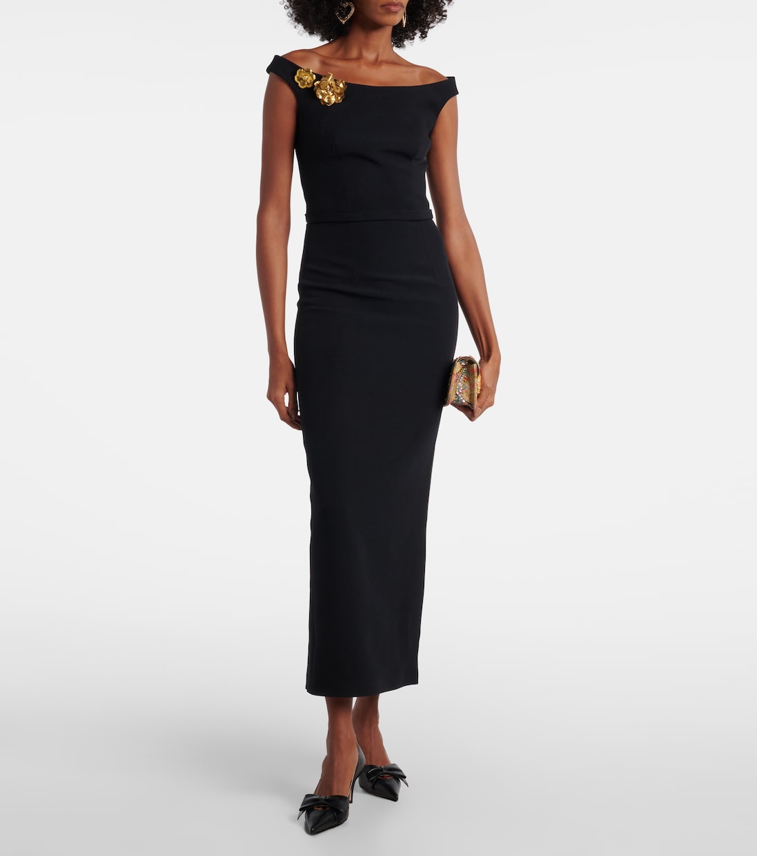 Verziertes Maxikleid aus Crêpe  | Safiyaa