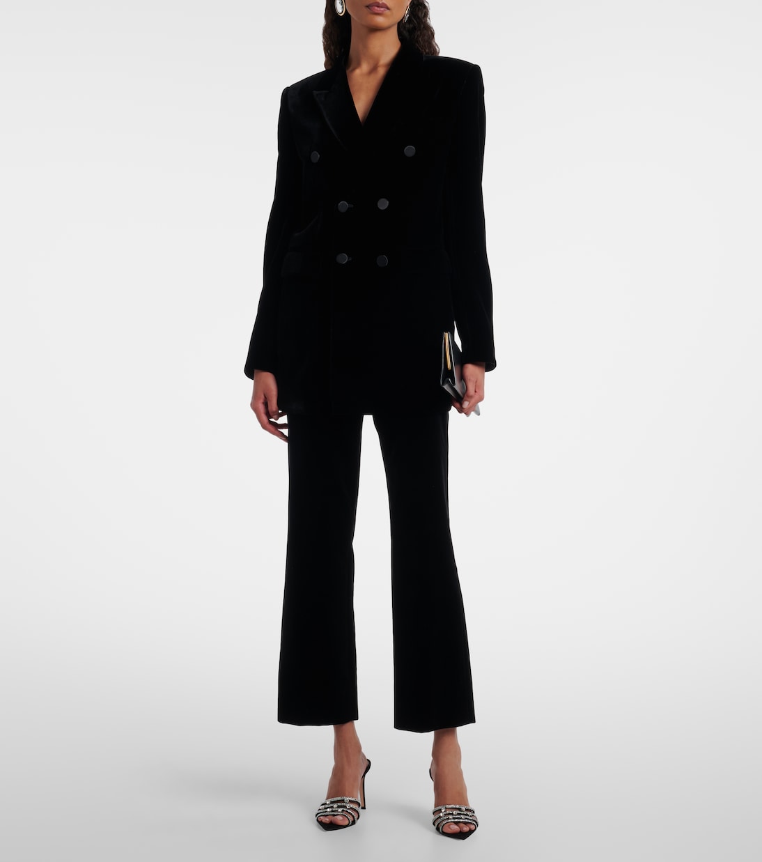 Pantoletten 85 aus Veloursleder mit Kristallen | Gianvito Rossi