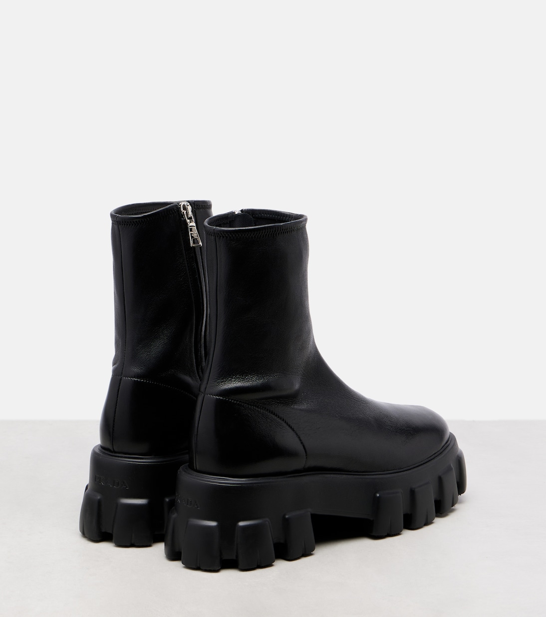 Monolith leather ankle boots | Prada