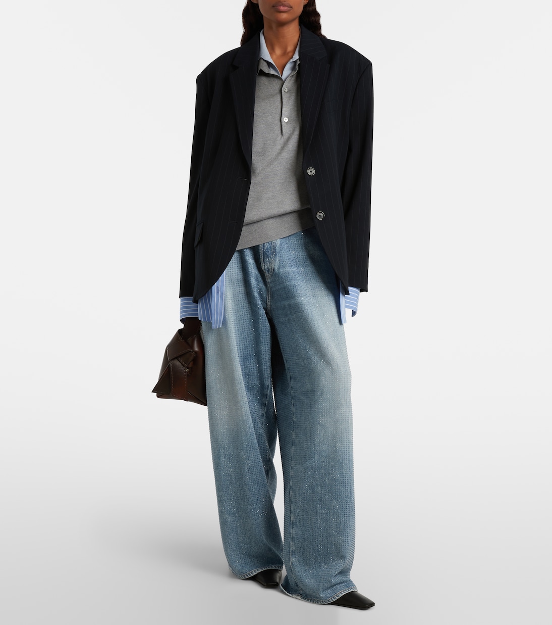 Crystal-embellished low-rise wide-leg jeans | Acne Studios