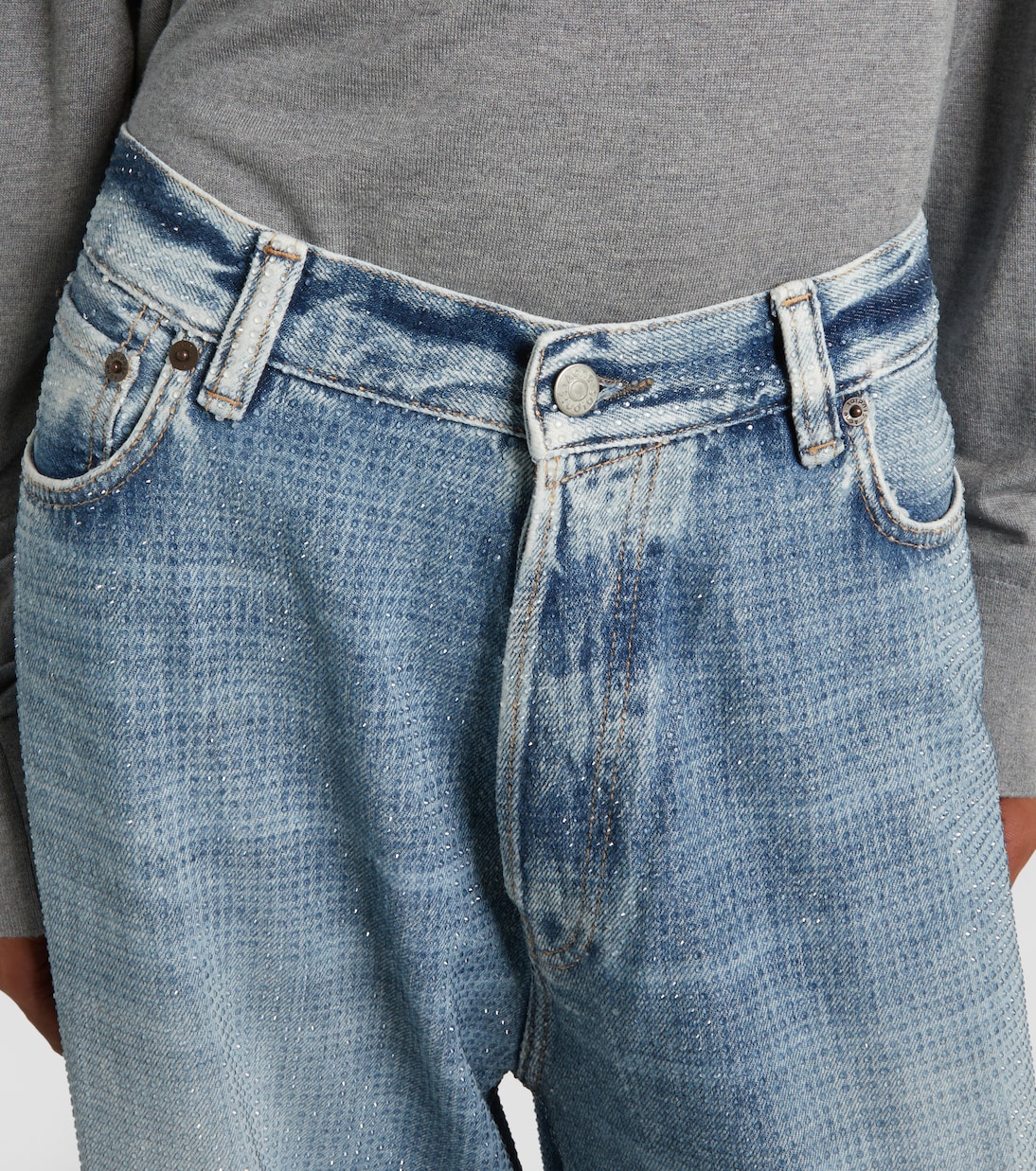 Crystal-embellished low-rise wide-leg jeans | Acne Studios