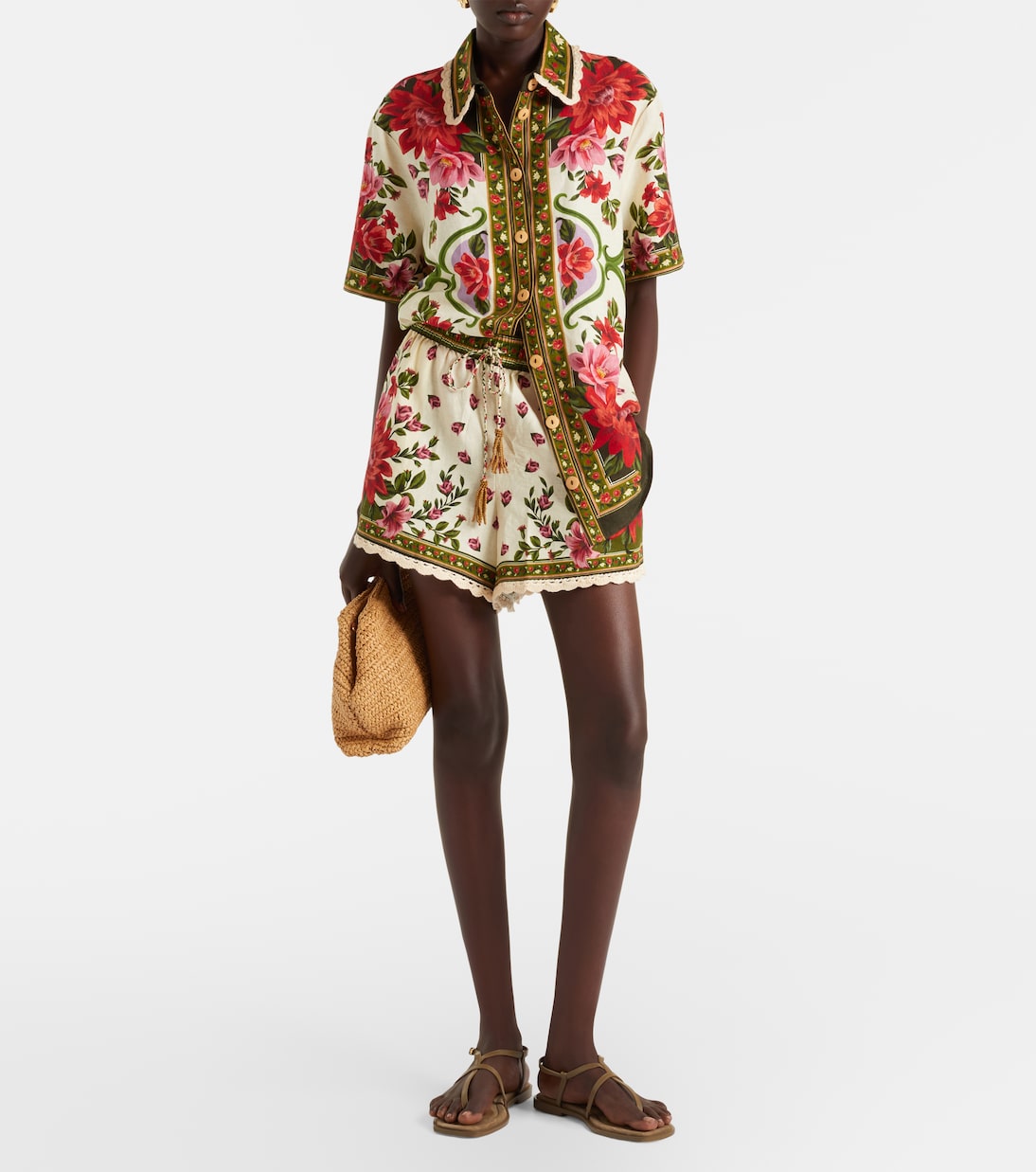 Wonder Rio crochet-trimmed linen-blend shorts | Farm Rio