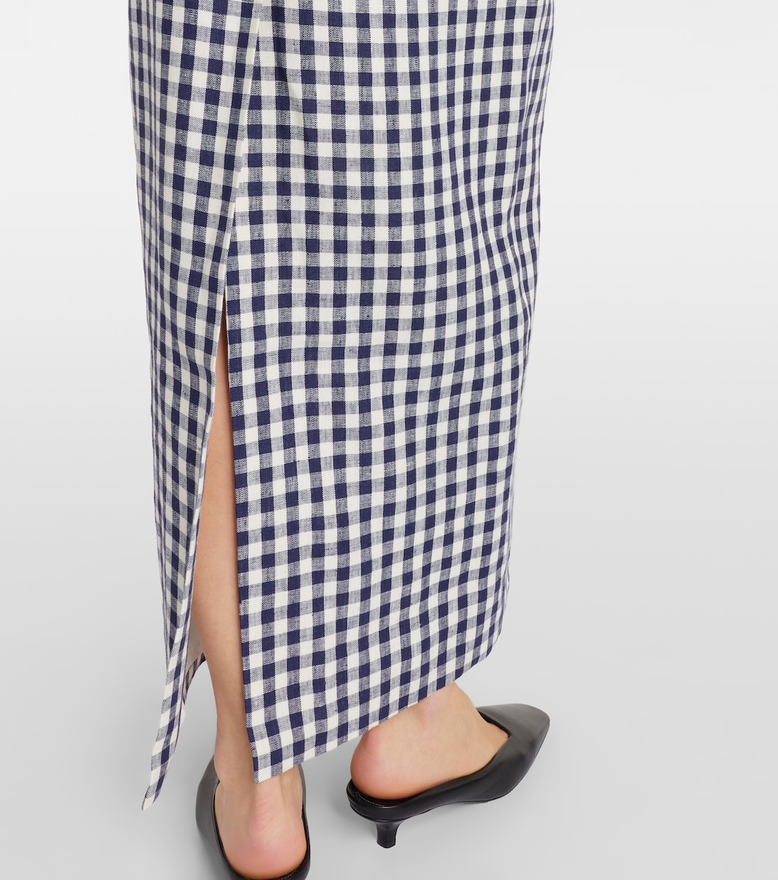 Romeo gingham strapless linen maxi dress | Posse