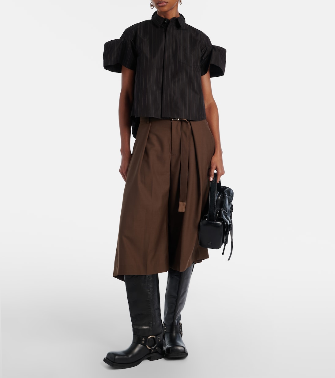 Pleated belted shorts | Sacai