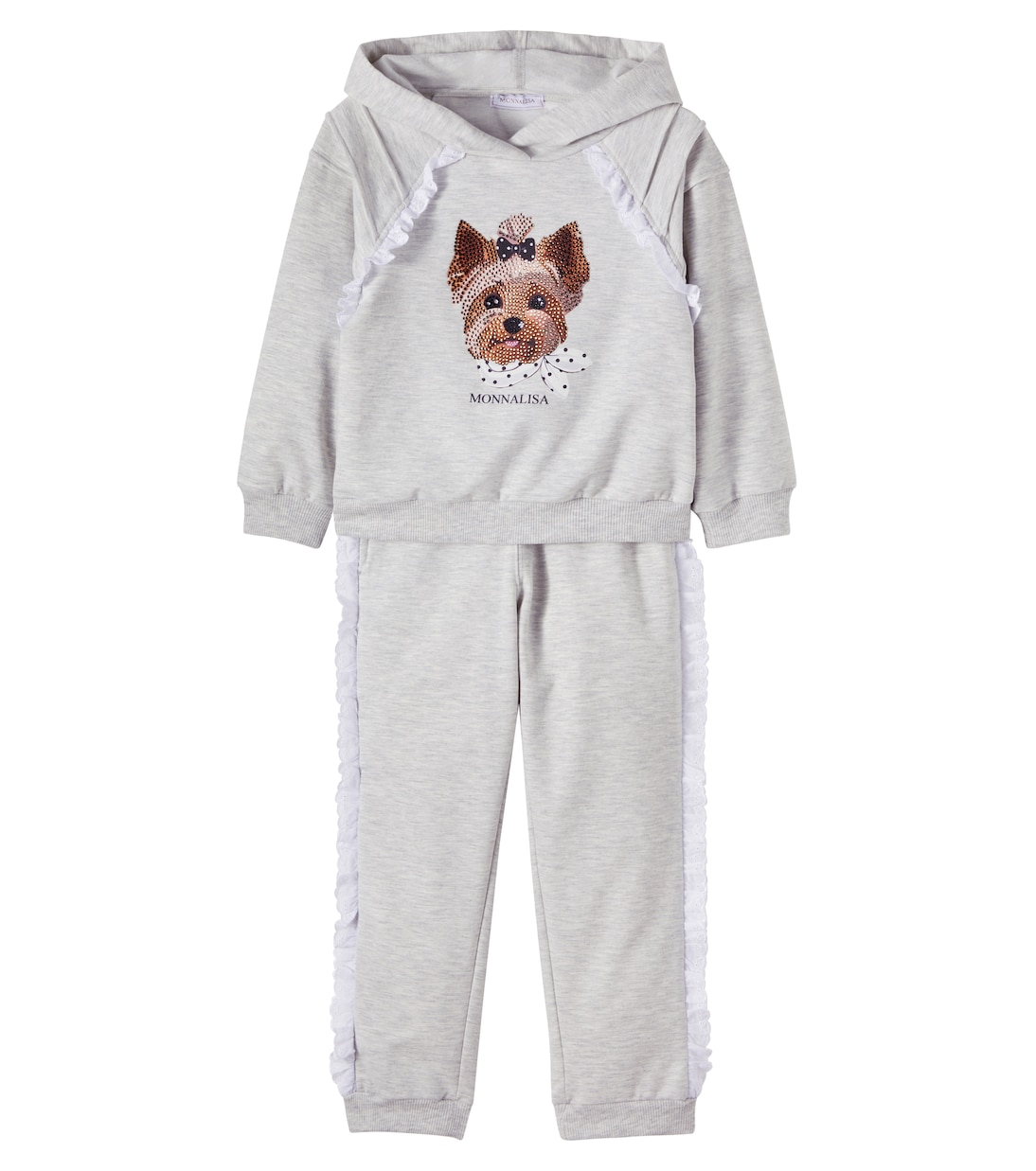 Embellished cotton-blend hoodie and sweatpants set | Monnalisa