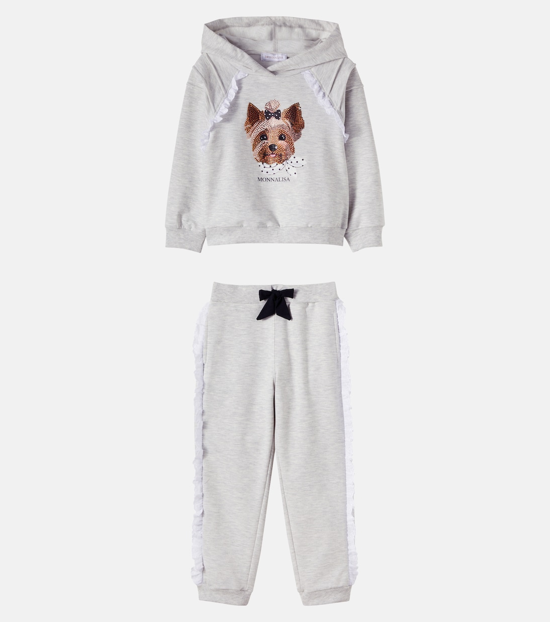 Embellished cotton-blend hoodie and sweatpants set | Monnalisa
