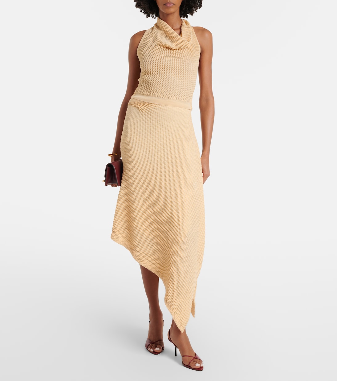 Knitted asymmetric cotton-blend midi skirt | Victoria Beckham