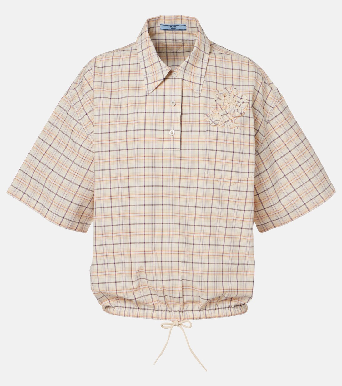 Checked cotton poplin top | Prada