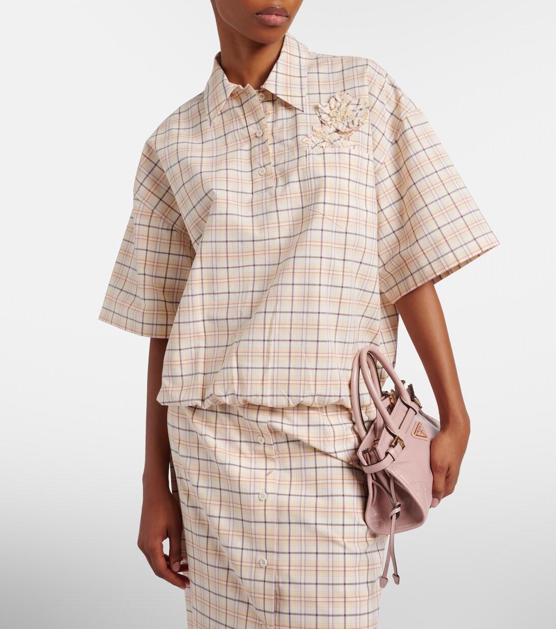 Checked cotton poplin top | Prada