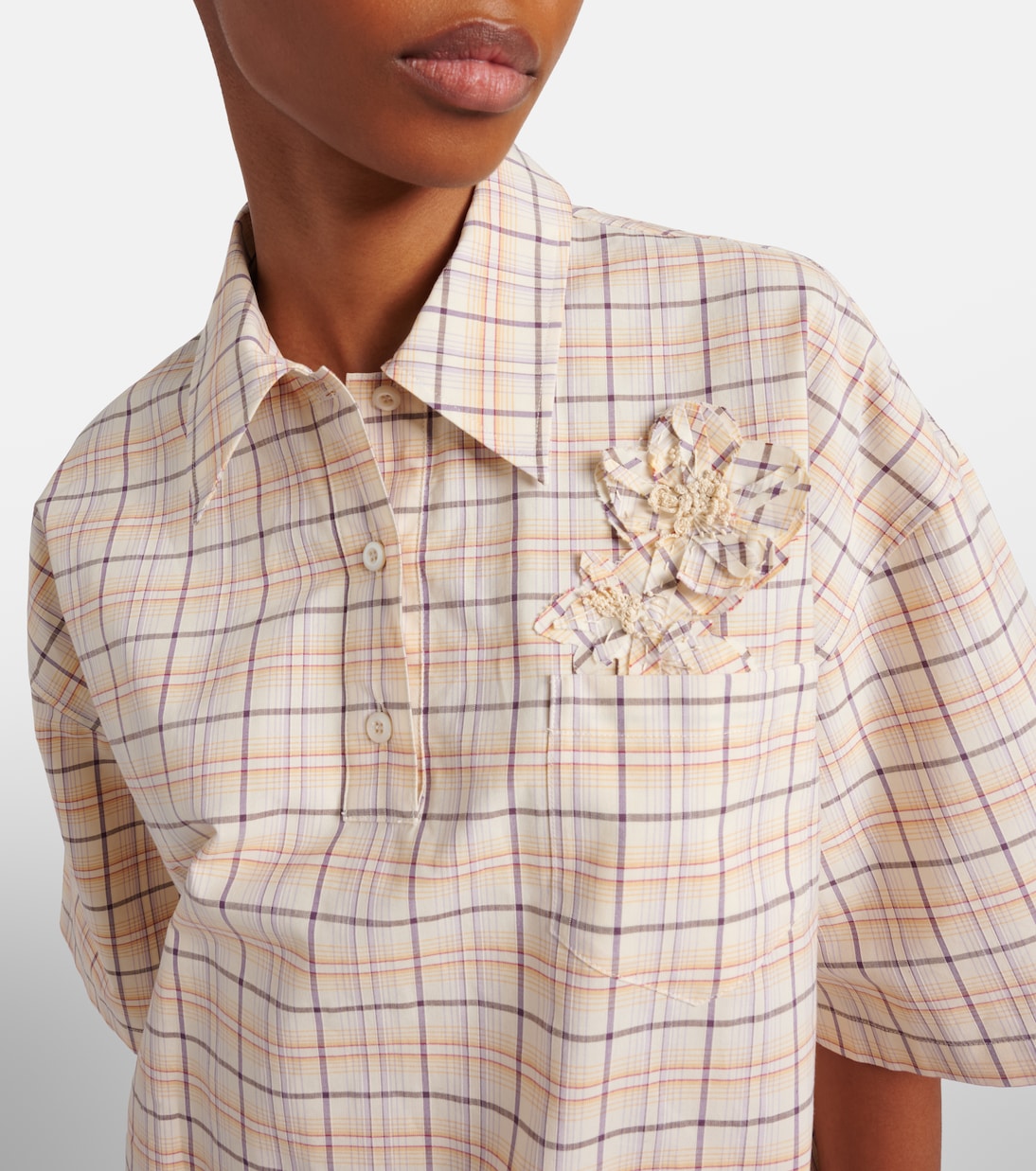 Checked cotton poplin top | Prada