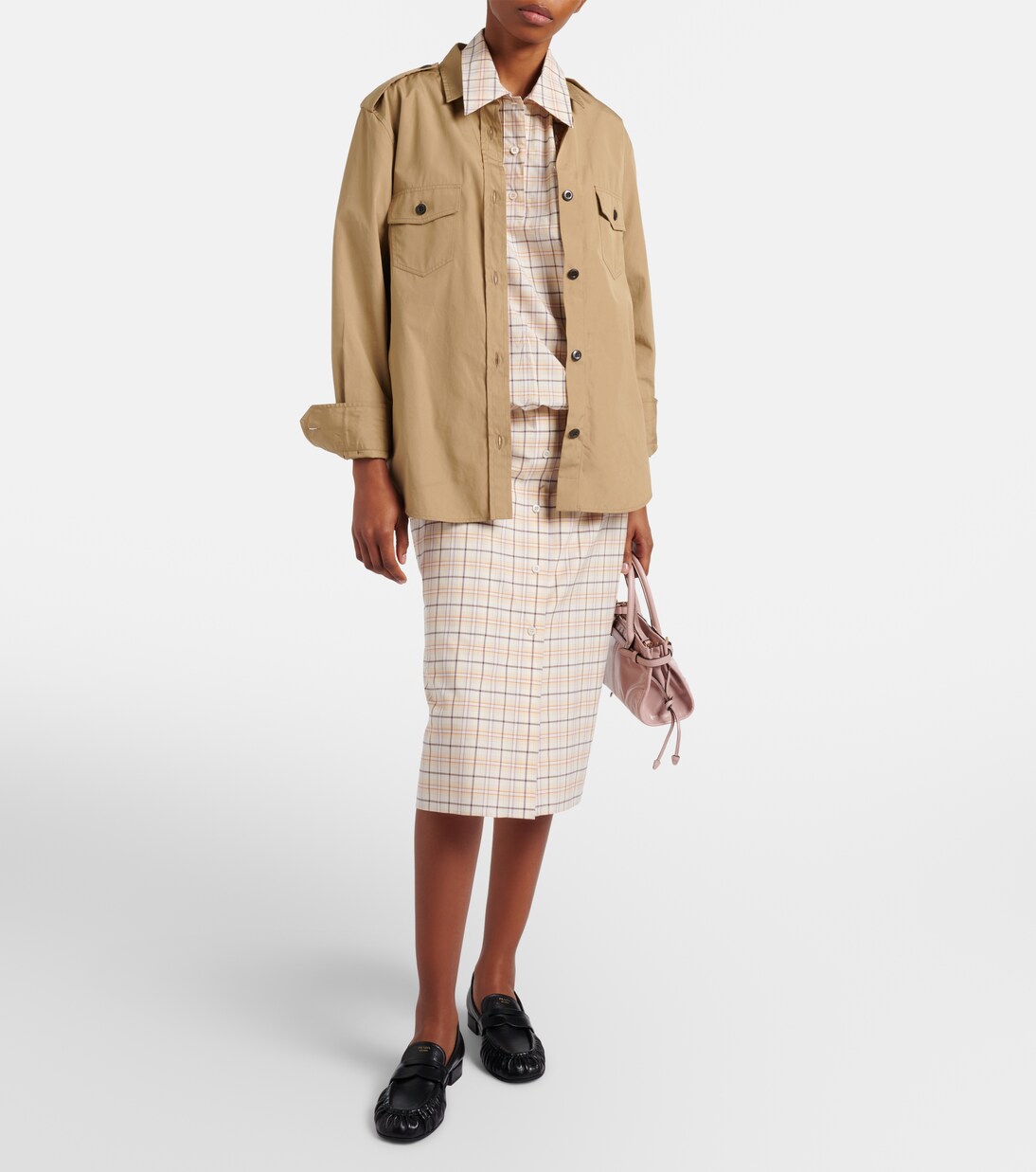 Checked cotton poplin top | Prada