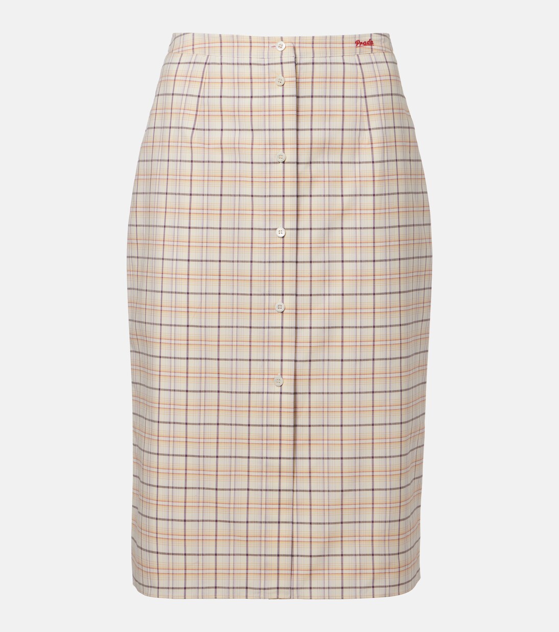 Checked cotton poplin pencil skirt | Prada