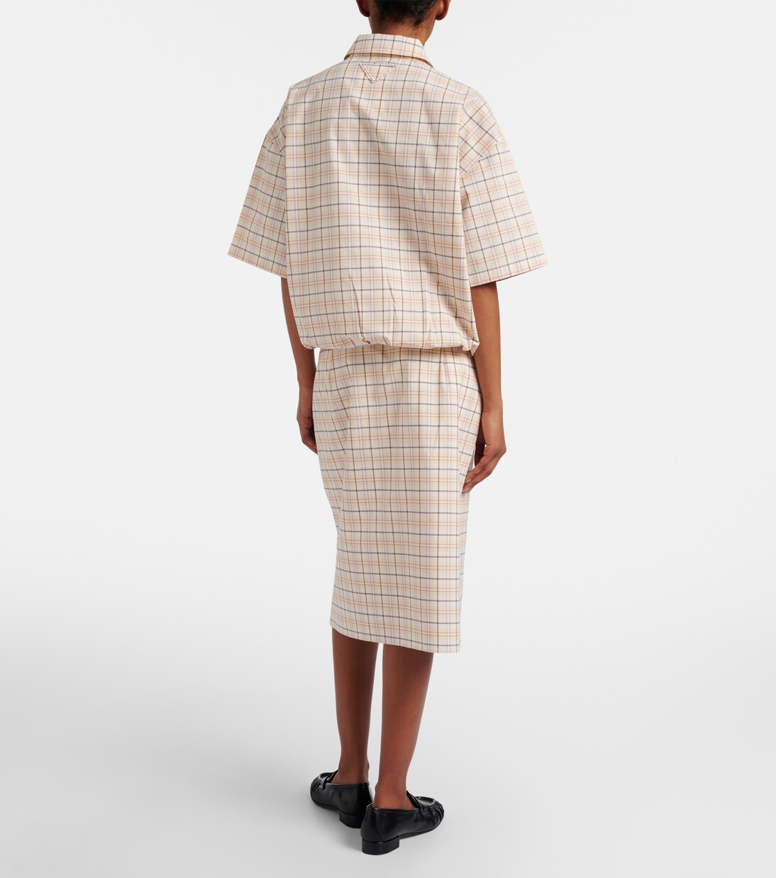 Checked cotton poplin pencil skirt | Prada