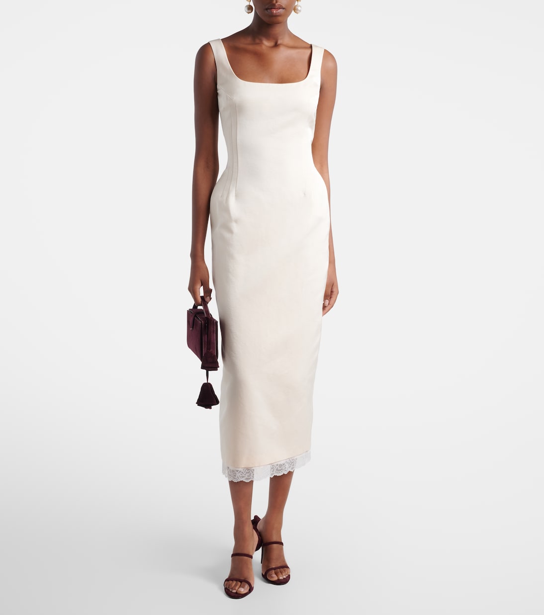 Lace-trimmed cotton and silk midi dress | Magda Butrym