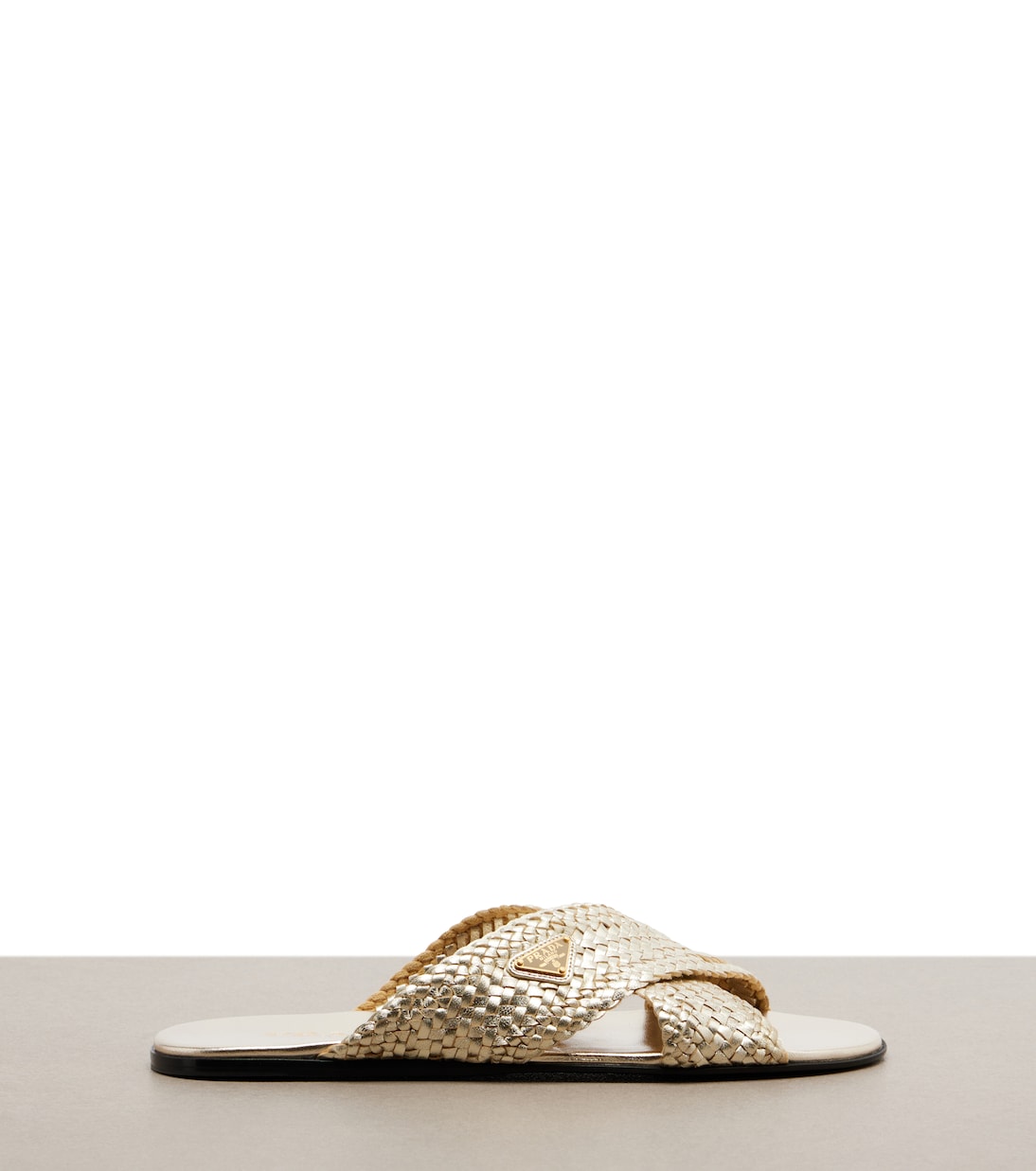 Pantoletten Woven aus Leder | Prada