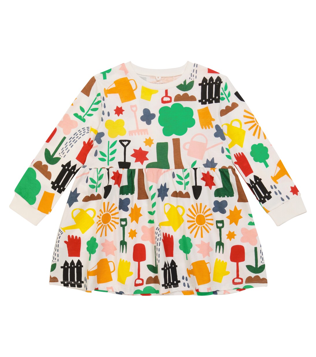 Printed cotton jersey dress in white | Stella McCartney Kids
