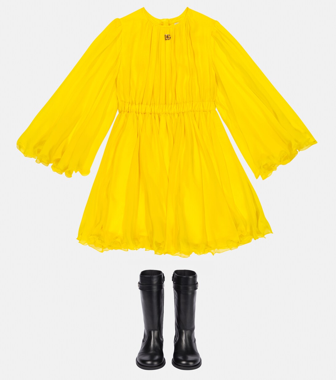 Ruffled silk tulle dress | Dolce&Gabbana Kids