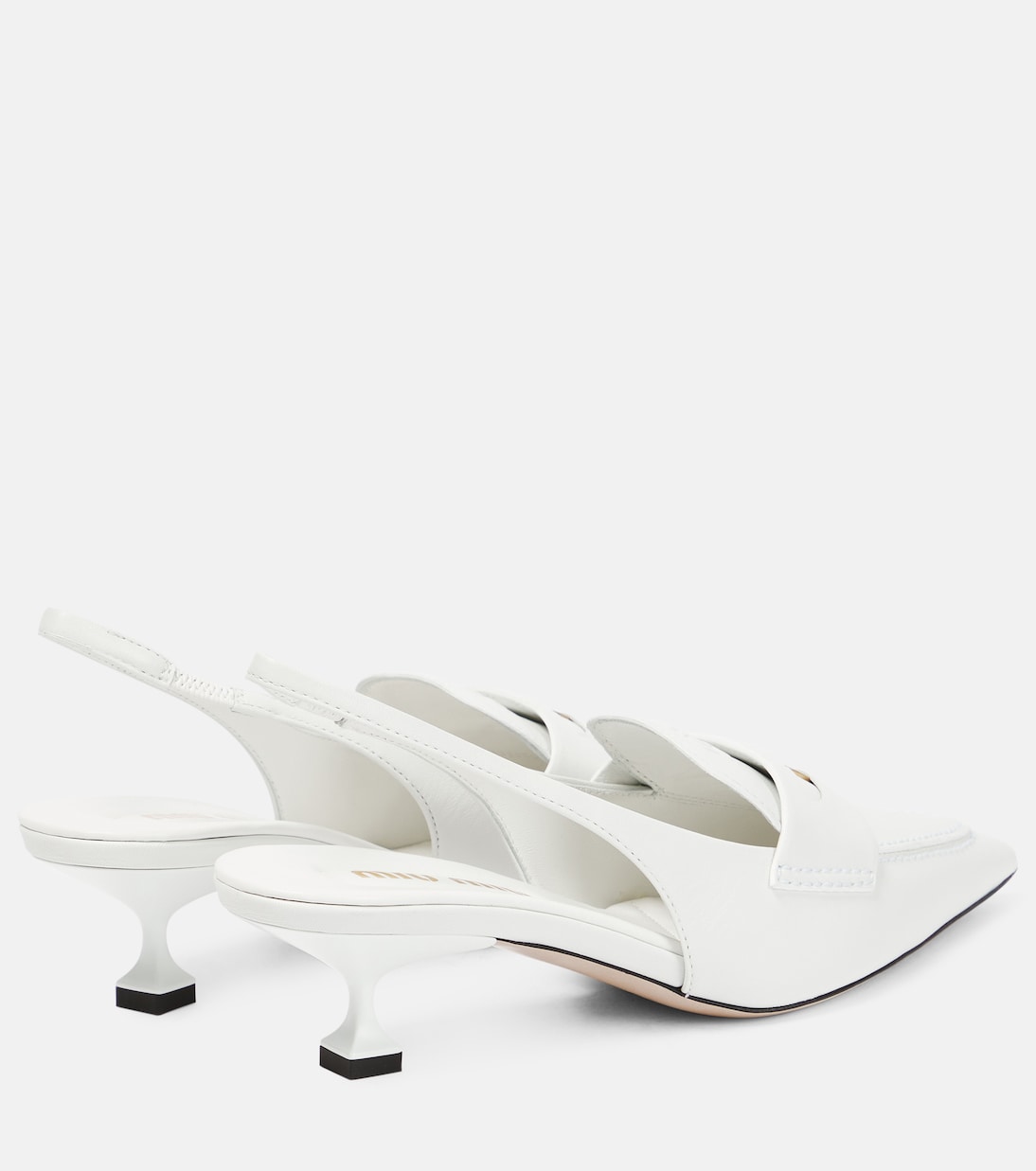 Leather slingback penny loafers | Miu Miu