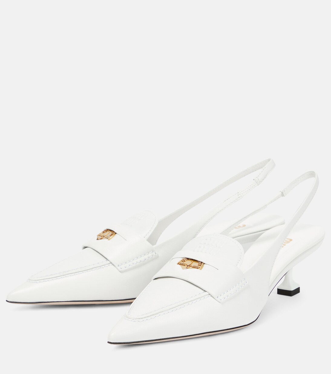 Leather slingback penny loafers | Miu Miu