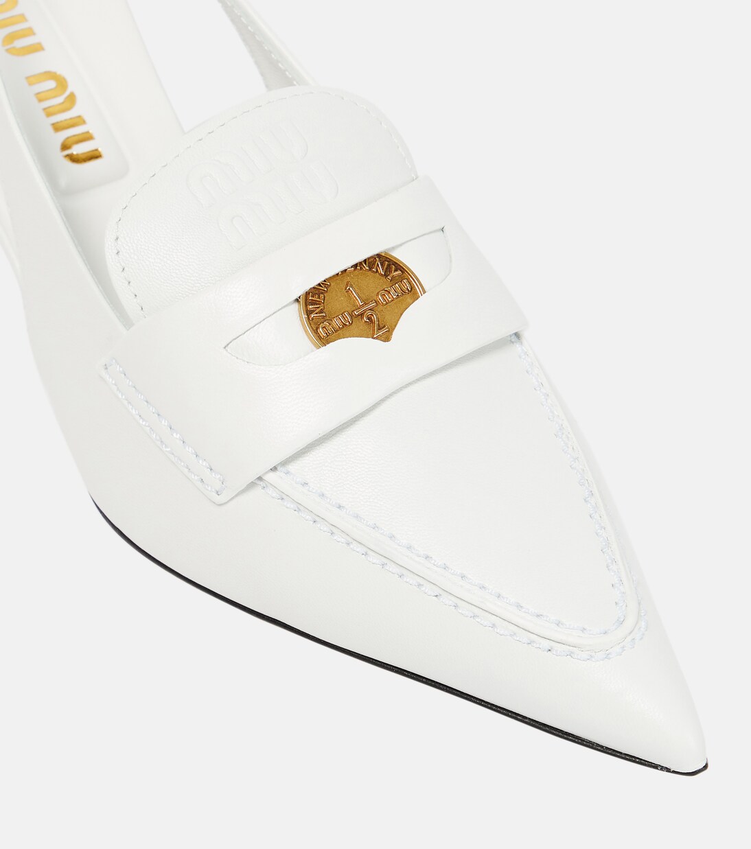 Leather slingback penny loafers | Miu Miu