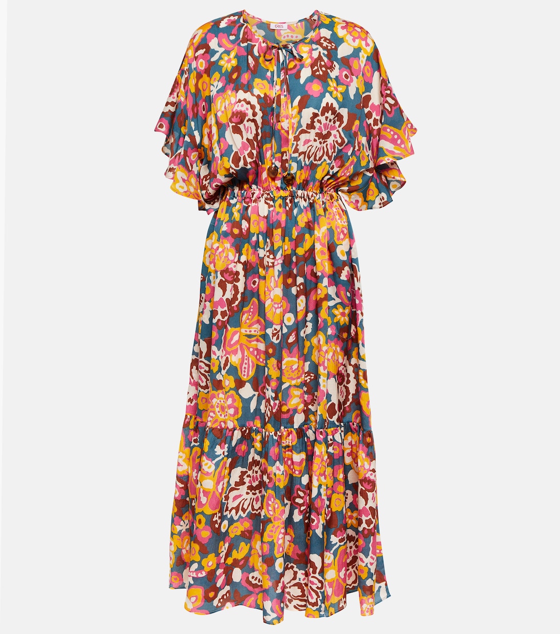 Robe midi Piment en soie et coton à fleurs | Eres