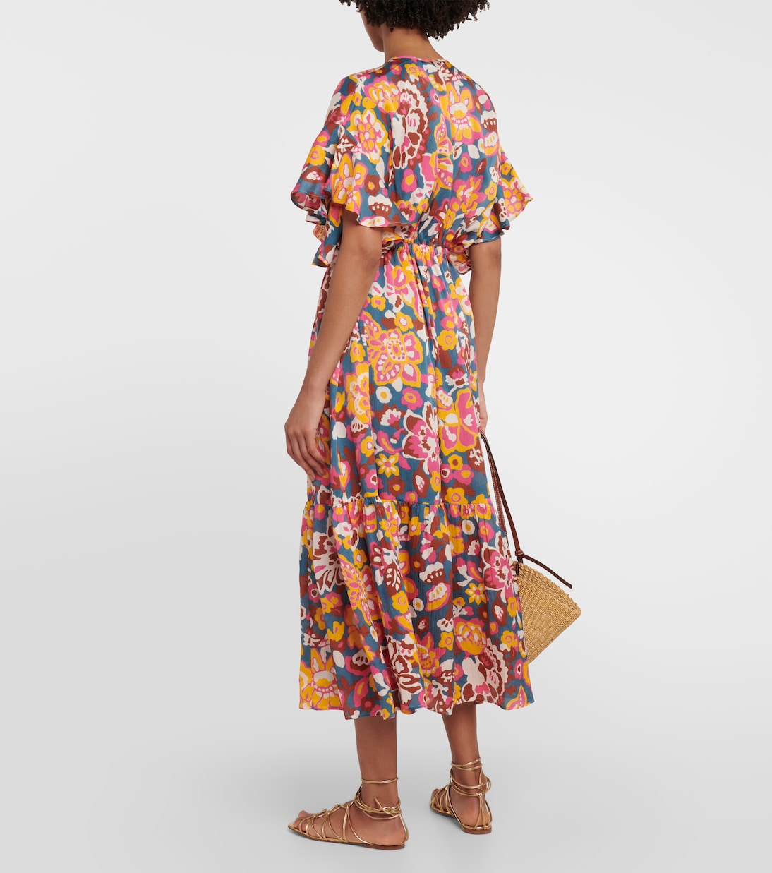 Robe midi Piment en soie et coton à fleurs | Eres